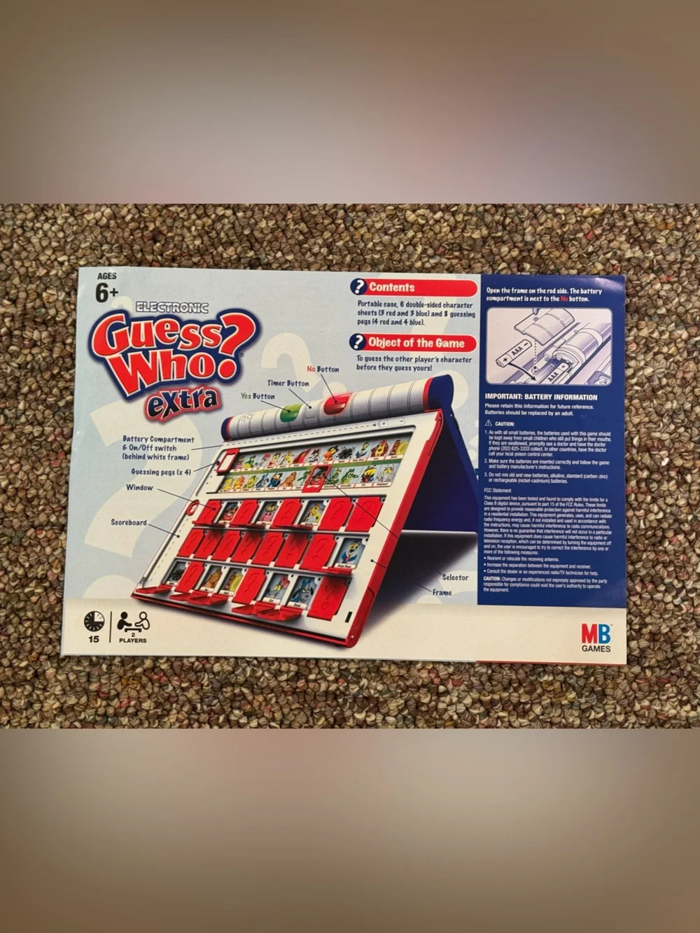 Guess Who? Extra - Red & Blue Electronic Kids Game: Complete: tested: